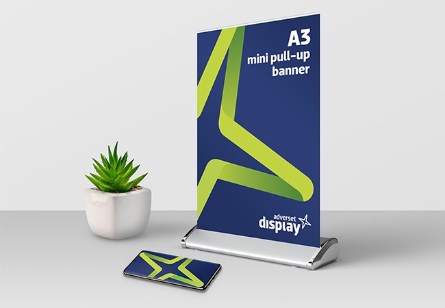 Table Top Roll Up Banner | Mini Pop Stand | Adverset Display
