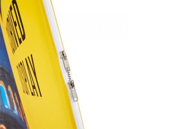 large exhibition stand close up of zipper