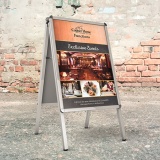 Hinged A board pavement poster display