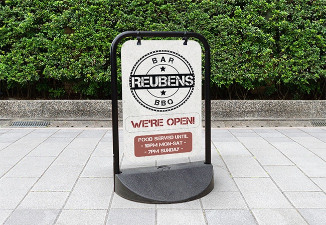 Swing pavement sign movement range