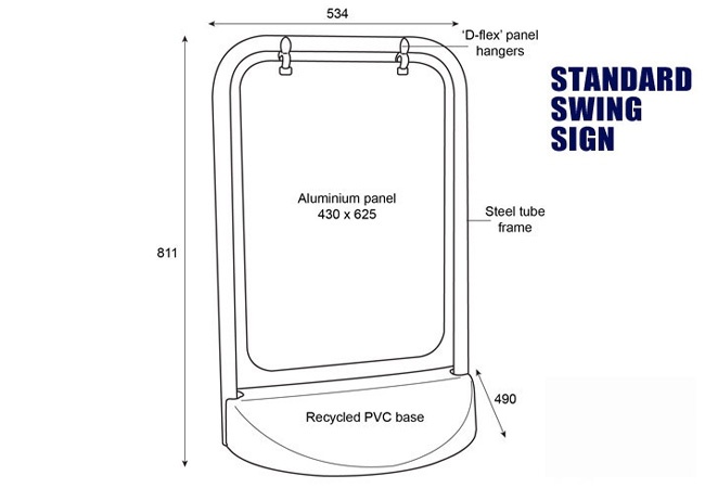 Swing pavement display dimensions