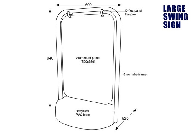 Swing pavement sign dimensions
