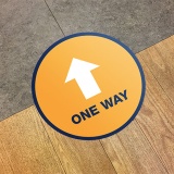 'ONE WAY' circular distancing floor sticker - pack of 6