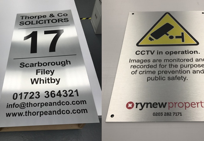 Brushed Steel Dibond Aluminium Signs & Boards