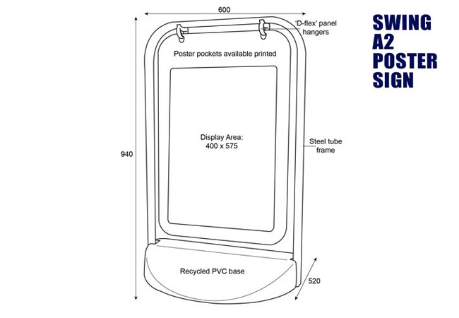 Swing pavement display dimensions
