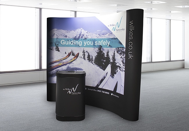 Example printed counter graphics for 3x3 exhibition stand
