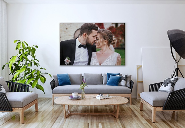 Tripple canvas photo print in office